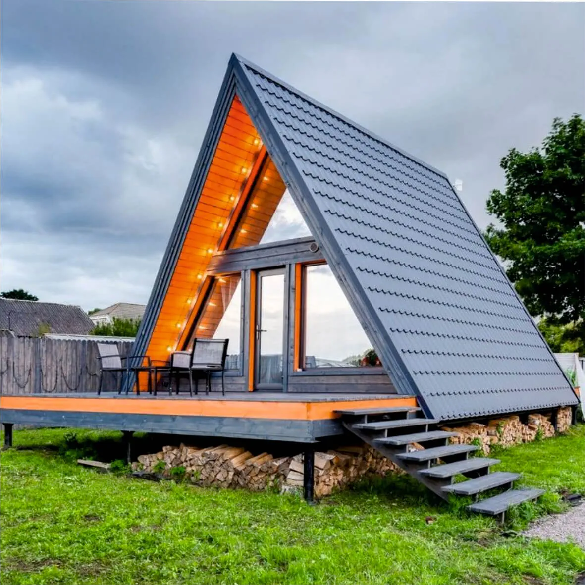 A modern wooden bungalow project nestled in nature in Europe.