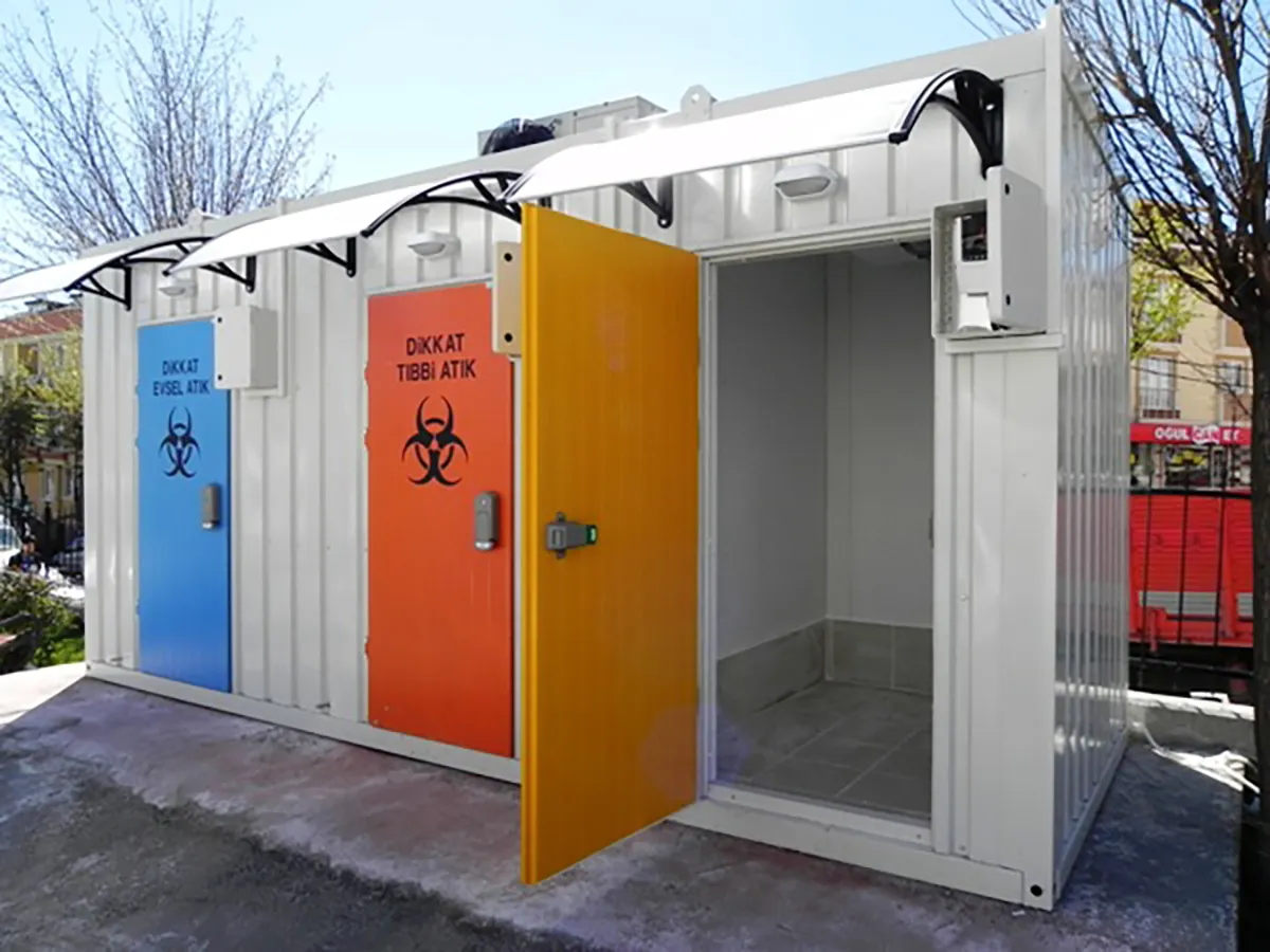 Steel storage container designed for secure, weather-resistant cargo storage and efficient warehouse management.