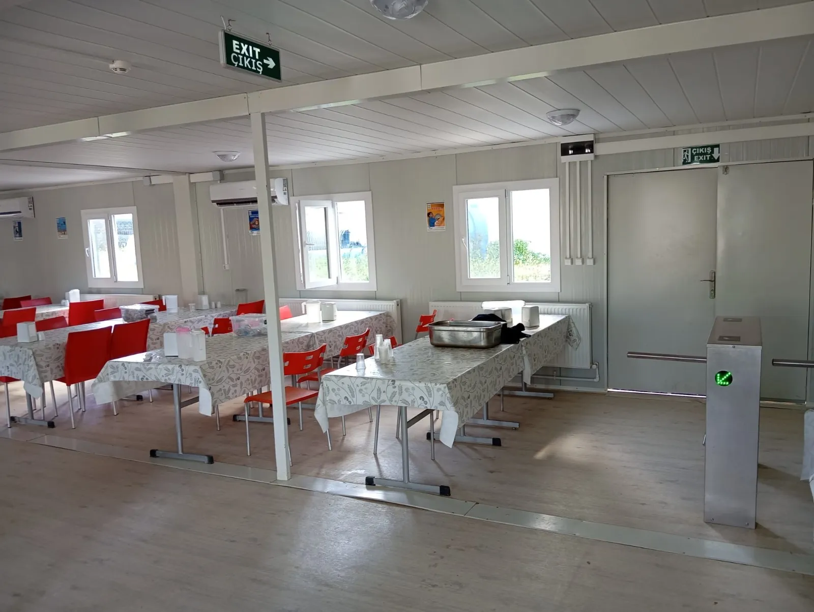 Prefabricated dining hall with modern furniture