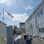 Well-lit prefabricated dining hall with modern lighting