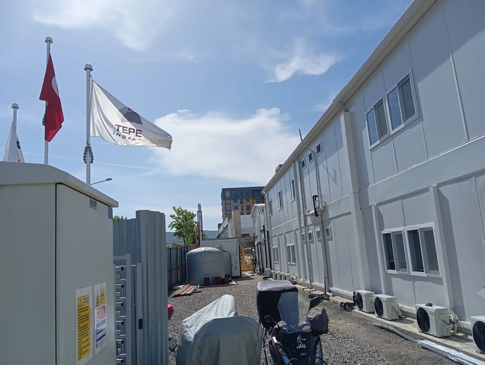 Well-lit prefabricated dining hall with modern lighting