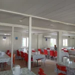 Main entrance of prefabricated dining hall building