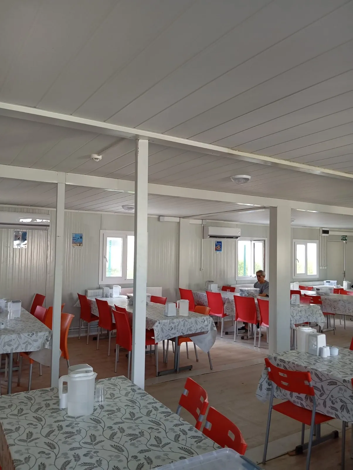 Main entrance of prefabricated dining hall building