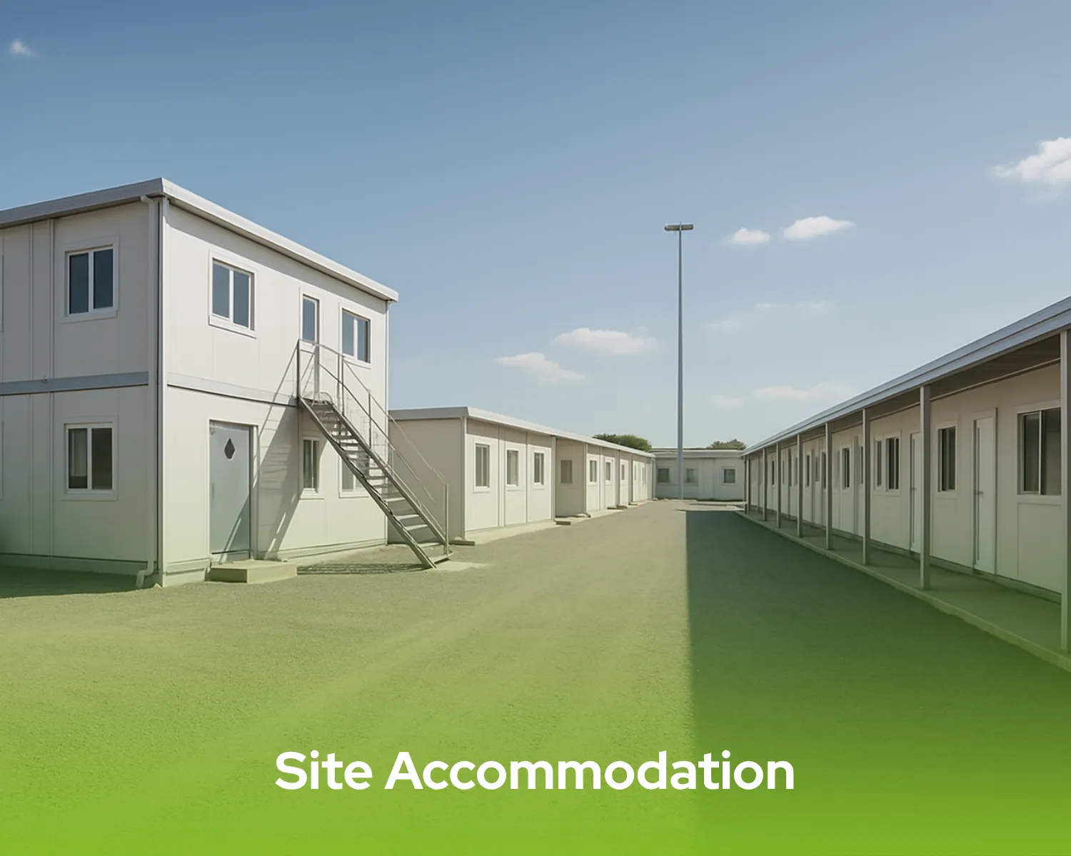Modern prefabricated site accommodation buildings designed for worker housing and project offices
